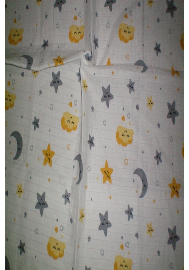More Home 1 Adet Ay&yıldızlı 90x90 Cm %100 Pamuk Tek Katlı Müslin Açık Gri