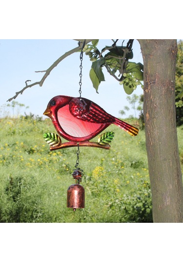 Vkemall Mavi Kuş Şekilli Metal Ve Cam Bahçe Zilcikleri - Stres İndirici Doğa Sesleri, Dekoratif Dış Mekan Aksesuarı