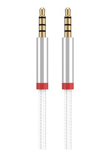 Ekılıf - Aux Audio Kablo 3.5mm 1m Au-707 Örgü Tasarımlı Aux Audio Kablo 3.5mm 1m - Beyaz - T37800 Beyaz