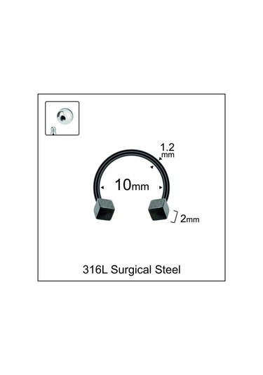 316 L Cerrahi Çelik Kıkırdak Helix Tragus Piercingi Siyah