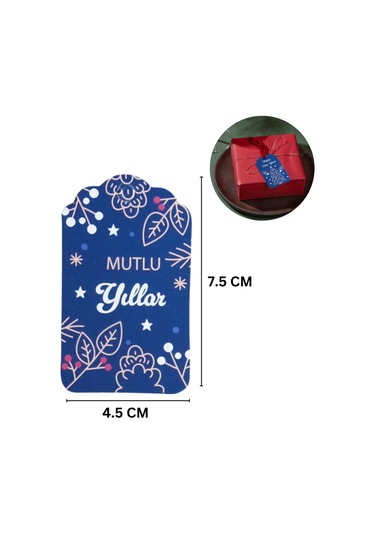 Yılbaşı Mutlu Yıllar Yazılı Hediye Etiketi, Çiçek Temalı Yeniyıl