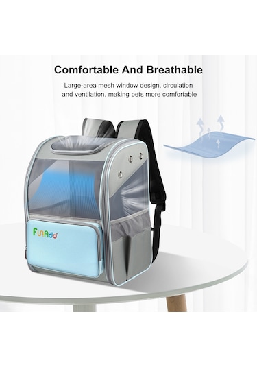 Funadd Fold Nefes Alabilir Pet Sırt Çantası Açık Omuzlar Kedi Çantası Mavi