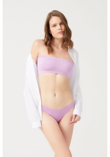 Straplez Crop Top Büstiyer Lila Lila