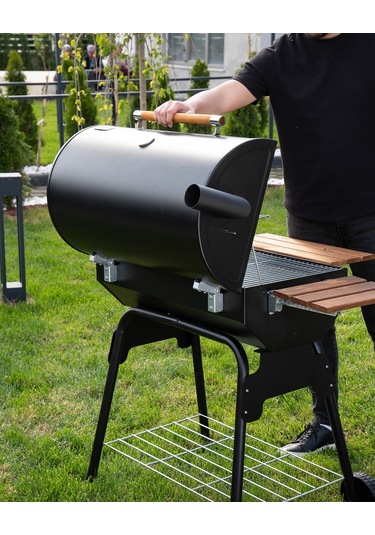 Grillord 75 Kömürlü Barbekü 2 Adet Döküm Izgaralı + Hediye Seti Önlük + Kılıf + 2 2 Kg Kömür Gümüş - Siyah