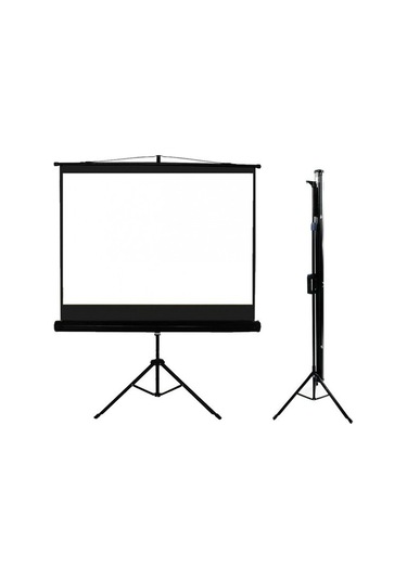 Tx-18 180x180 Tripod İthal Projeksiyon Perdesi Arkası Siyah Fonlu