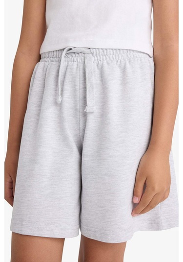 Defacto Kız Çocuk Relax Fit Beli Lastikli Basic Düz Şort D9058a825hsgr421 Gri