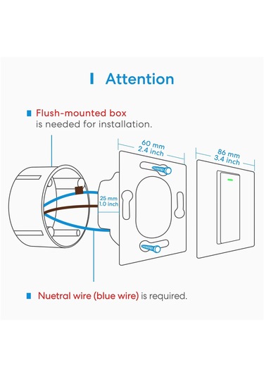 Meross Akıllı Tuşlu Tek Yön Anahtarı Mss510x Apple Home Destekli