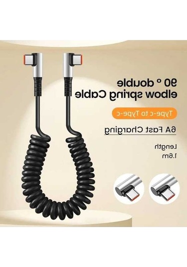 Tongxida Olaf 6a Usb Tip C Veri Kablosu, 90 Derece Elbow, Araba Bahar Pd Hızlı Şarj, 1.6m, C To C, Çevik Kablo