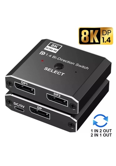 Alfais 4284 8k Displayport Kumandalı Çift Yönlü Çoklayıcı Switch