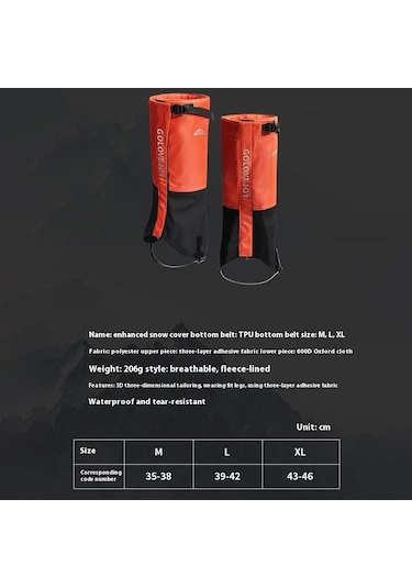 Butu Golovejoy Hx39 1 Çift Peluş Astarlı Su Geçirmez Bacak Çorapları Açık Hava Yürüyüş Tırmanma Kayak Bacak Kılıfı Turuncu