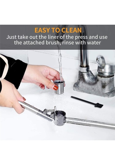 Sarımsak Presi Premium 304 Paslanmaz Çelik Kıyma Makinesi Kırıcı Doğrayıcı Gümüş