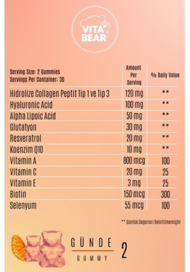 Vıta Bear Beautiful Bear 60 Kapsül Gummies