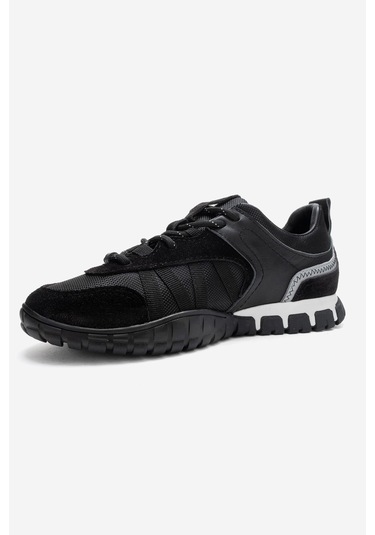 Fıera Siyah Hakiki Deri Fileli Kadın Günlük Sneaker Siyah