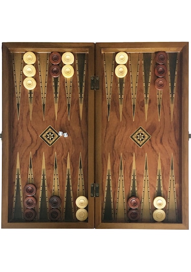 Helena Wood Art İşlemeli Klasik Tavla Büyük Boy