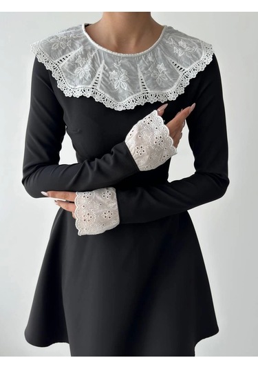 Nord Dantel Yaka Kol Elbise Siyah