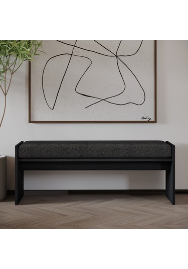 Pearl Bench Modern Tasarım Antre, Mutfak, Yatak Odası, Balkon Oturma Bankı, Kolay Kurulum Ahşap Siyah