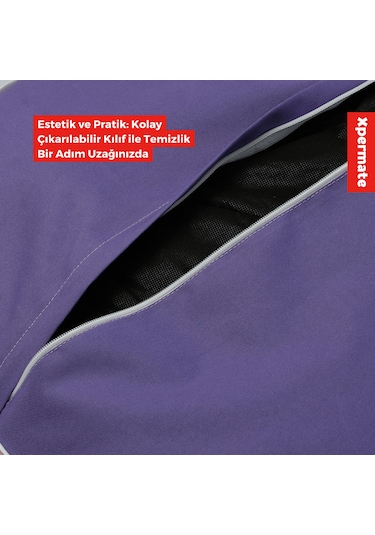 Xpermate Fermuarlı Kedi Köpek Minderi Kedi Köpek Yatağı Bej - Gri