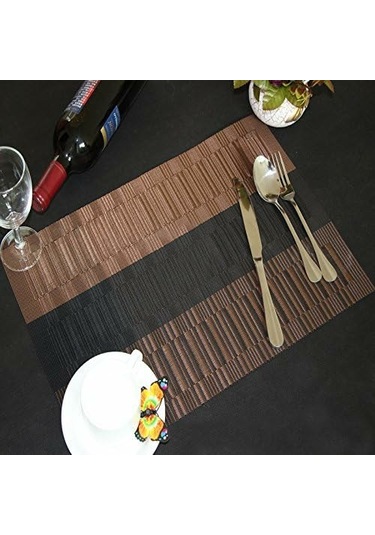 Hangfox Pvc Dokuma Isıya Dayanıklı Kaymaz Masa Örtüsü Seti - Gri Beyaz Degrade Desenli 4 Adet - 45x30 Cm - Temizliği Kolay - Ev Restoran Dekorasyonu Diğer
