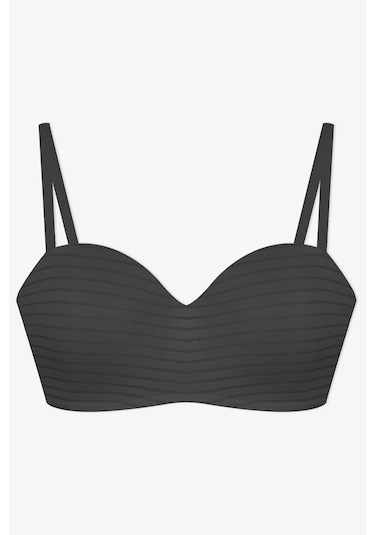 Kadın Dolgusuz Transparan Çizgili Toparlayıcı Straplez Sütyen Siyah