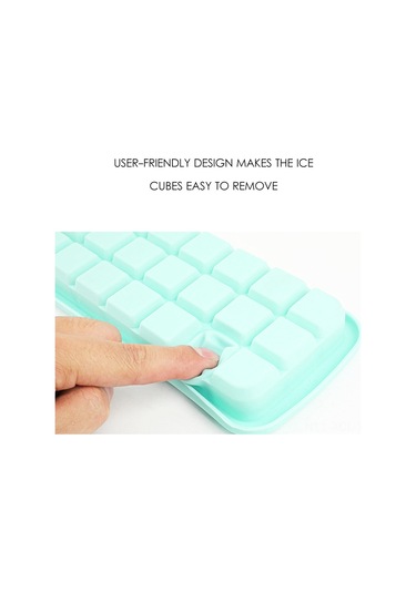 Konesam Ev Ve Bar Kullanıma Silikon Ve Pp Buzluk, 24 Hücreli Kapaklı Buz Formu, Yeşil Çok Renkli