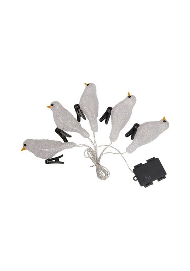 Led Kuş Desenli Dekoratif Lambader - Ip44 Su Geçirmez Pil Kutu - Beyaz Renk - Farklı Özel Etkinlikler İçin Beyaz Beyaz