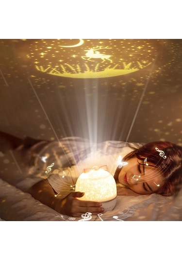 Maoyaya Usb Şarjlı Led Gece Lambası & Yıldız Projeksiyonu: Müzik Kutusu Ve Bluetooth&gt