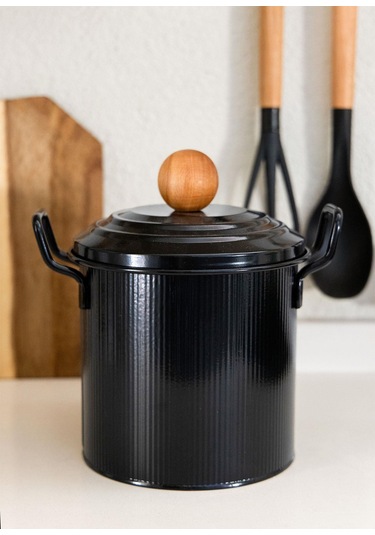 The Mia Stripe Bakliyat Ve Deterjan Saklama Kabı Siyah