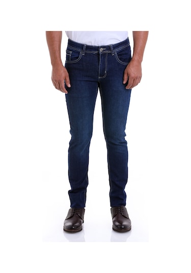 Hatemoğlu Lacivert Slim Fit Düz Düşük Bel Kot Pantolon Lacivert