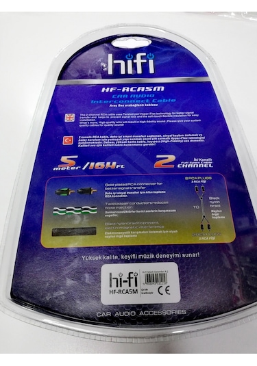 Hifi Rca Profesyonel Araç Oto Amfi Ses Sistemi Kablosu - 5 Metre