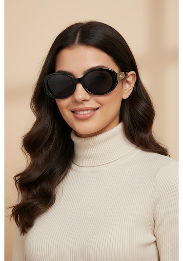 Daniel Klein Dk4342-1 Bold Line Heritage Oval Kadın Güneş Gözlüğü Siyah