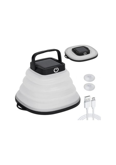 Hfambition Usb Şarj Edilebilir 3 Parlaklık Seviyeli Güneş Enerjili Kamp Feneri, Sıcak Işık, Su Geçirmez, Taşınabilir Katlanabilir Led Feneri Çok Renkli