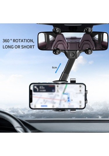 Springsun 2022 Yeni Araç Geribakış Aynası Telefon Tutucu, Ar Navigasyon, Dokunmatik Ekran Kilidi, 4.5-7 İnç Uyumlu, Abs+nano Pu Malzeme Siyah