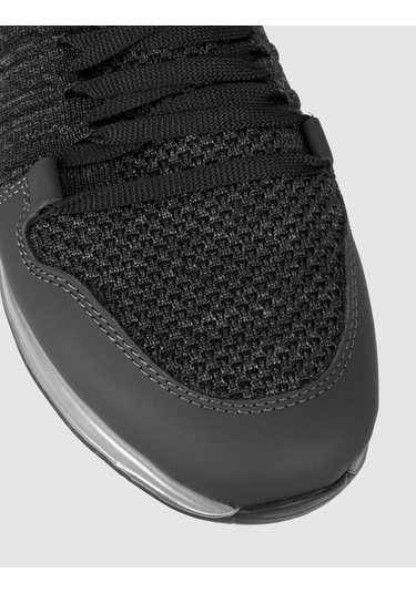 Cabani Siyah Bağcıklı Dokulu Örgü Sneaker Siyah - Neon Yeşil