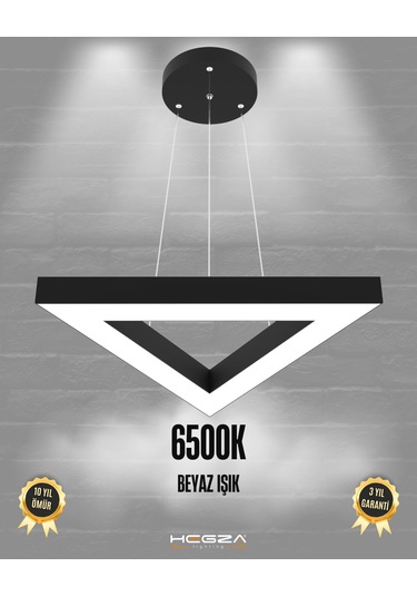 Trian Siyah Kasa, Beyaz Işık Modern Sarkıt Led Avize Siyah
