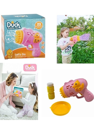 Köpük Atan Tabanca Oyuncağı Çok Delikli Pilli Pembe Çok Renkli