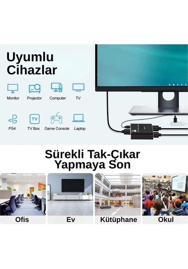 8k Displayport Switch Çift Yönlü Geçiş, Uzaktan Kumanda İle 8k 30hz - 4k 120hz Destekli