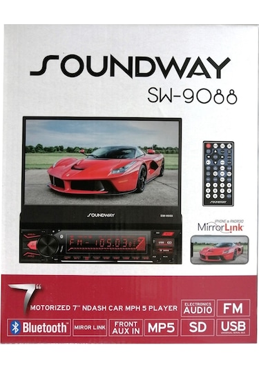Soundway Sw-9088 7 Inch Indash Teyp Bt/mirror Link/usb/sd/kumanda/4 50w/geri Görüş Kamerası/2 Amfi Ç