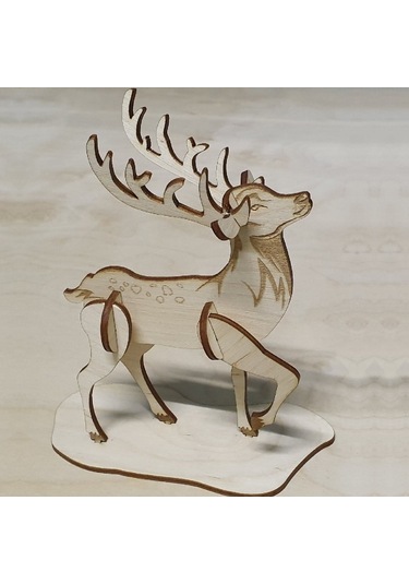 Ahşap Noel Yılbaşı Masaüstü 3d Geyik Dekoru 3d Dekor