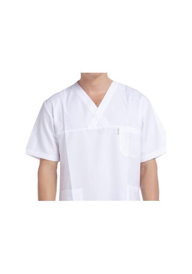 V Yaka Ceket Kısa Kol Beyaz