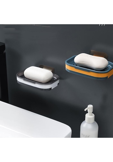 Yeşil Kendinden Yapışkanlı Çift Katmanlar Sabun Kutusu Mutfak Aletleri Banyo Organizatör Raf Aksesuarları