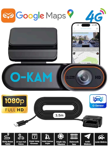 O-kam 2026 4g Araç Içi Kamera Ve Görüntülü Araç Takip Sistemi Google Maps 1080p Kamera Gps