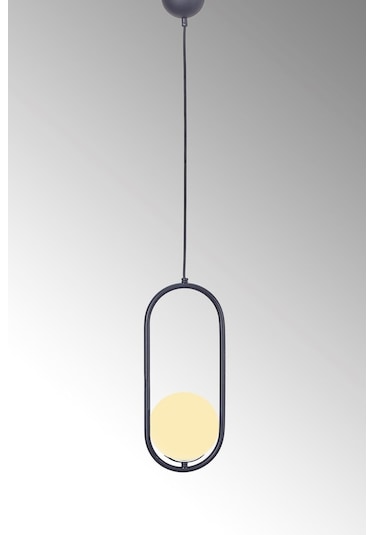 Luzarana Zenga Tekli Siyah-Krom Metal Gövde Beyaz Camlı Tasarım Lüx Sa... Çok Renkli