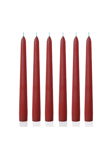 6 Lı Kısa Bordo Konik Şamdan Mum Yükseklik 18 Cm Bordo