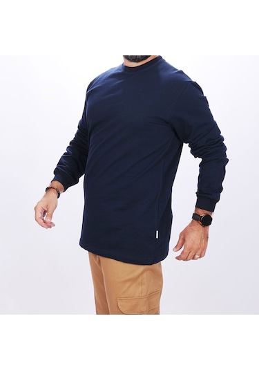 İş Sweatshirt Bisiklet Yaka Lacivert