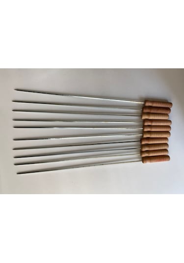Mobilreyon 10 Adet Ahşap Saplı Kare Şiş 55cm, Ciğer Kuşbaşı Tavuk