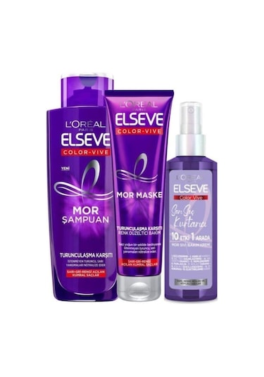 Elseve Turunculaşma Karşıtı Mor Şampuan 200 ML + Maske 150 ML + Sarı Saç Kurtarma Bakım Kremi 150 ML