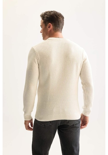 DeFacto Standart Fit Bisiklet Yaka Dokulu Triko Kazak E0811AXNSER100