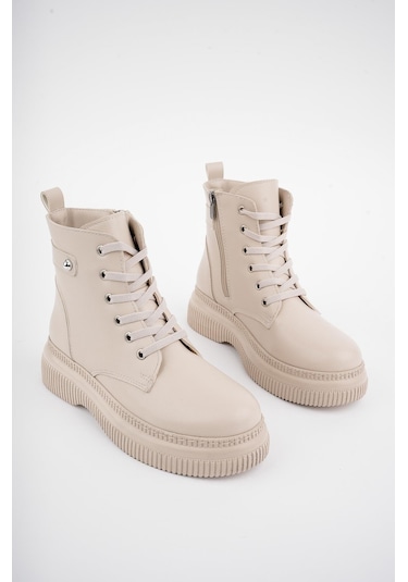 Muggo Lucinda Garantili Kalın Taban Fermuarlı Bağcıklı Kadın Postal Bot 001