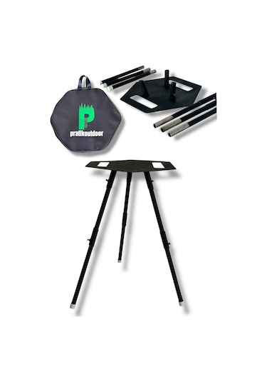 Altıgen Şömine & Katlanır Ateş Çukuru Ve Mangal Seti Ateş Çukuru Siyah