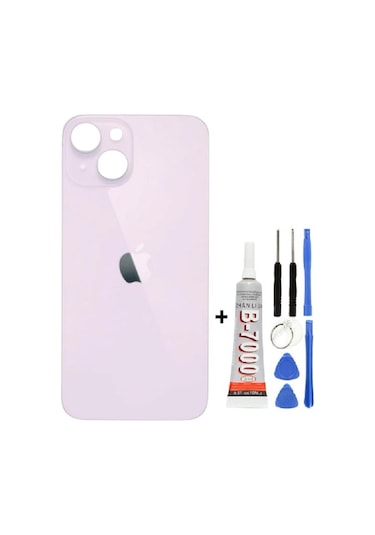 iPhone Uyumlu, Uyumlu, 13 Arka Kapak Cam +yapıştırıcı B700 + Tamir Seti Pembe Pembe